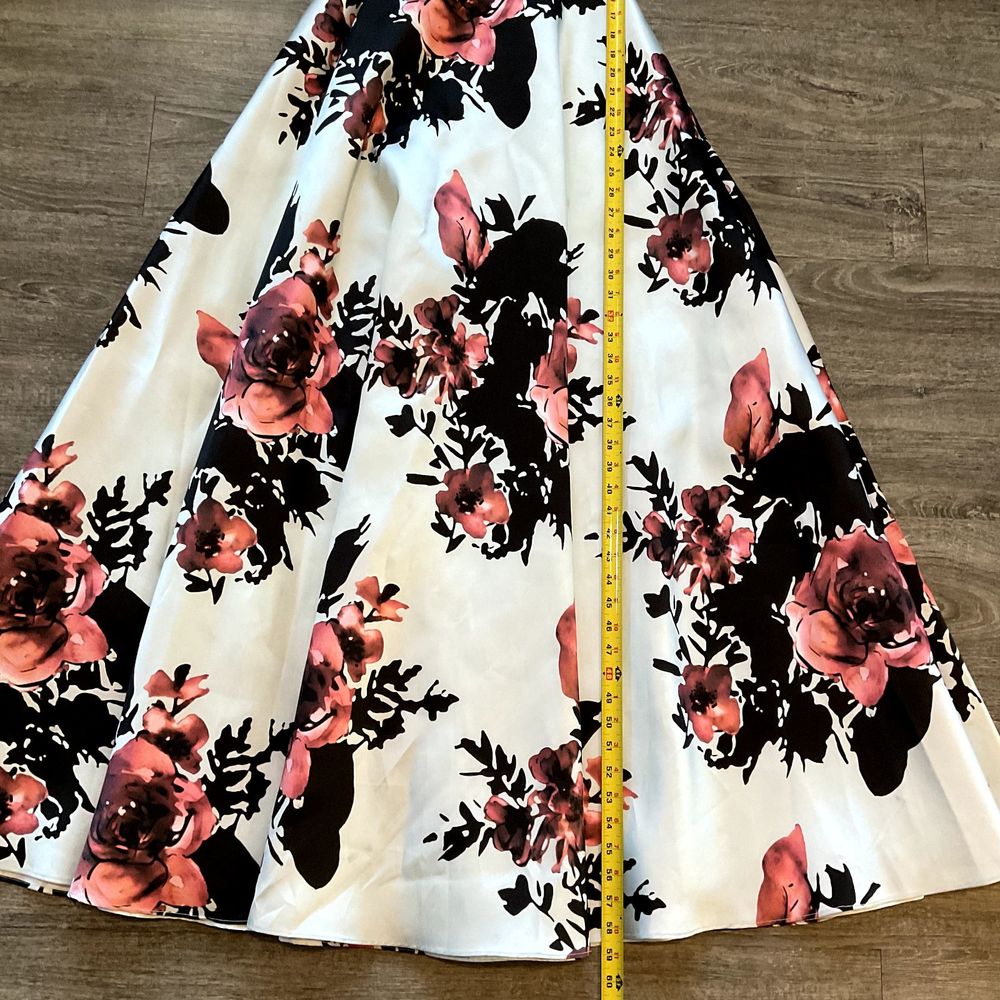 Betsy & Adam Mint Floral Ball Gown with Pink and Black Blooms - Picture 13 of 15